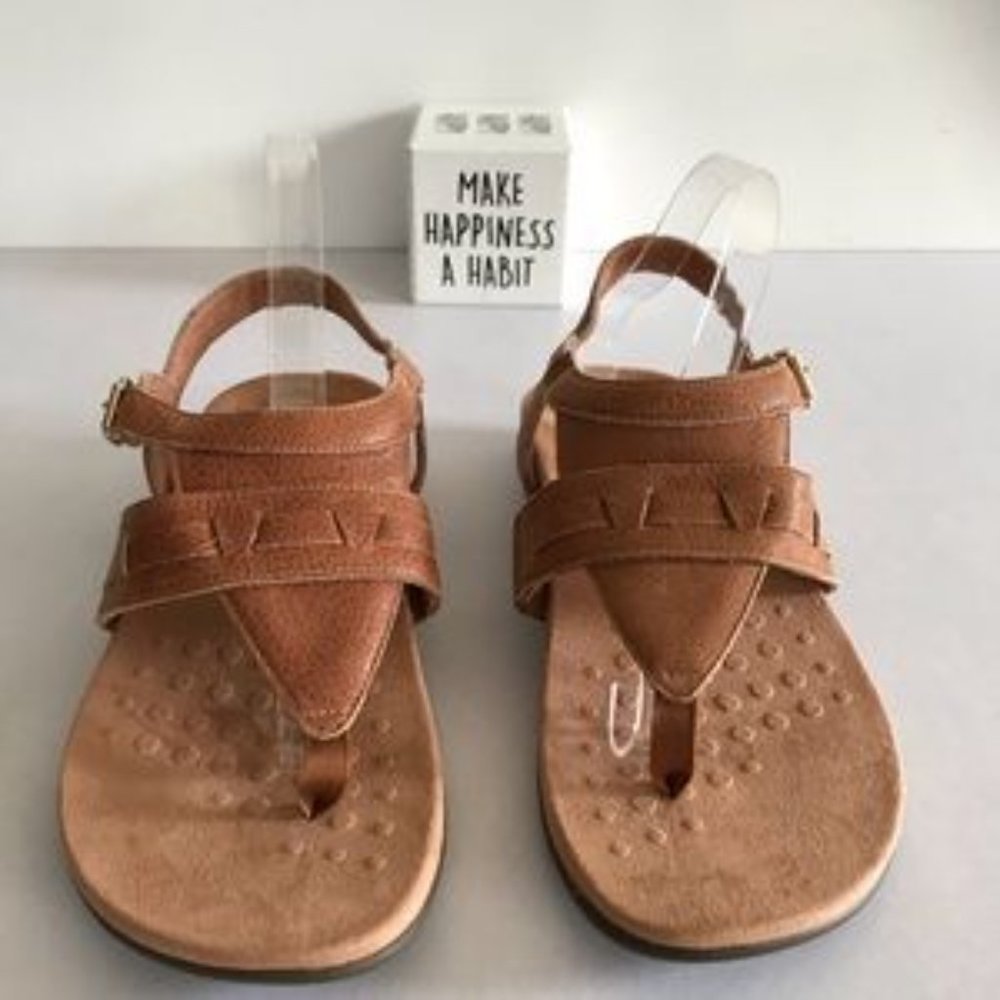 Vionic Lupe Leather Adjustable T-Strap Sandals - Picture 2 of 9